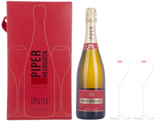 Piper-Heidsieck Piper-Heidsieck Champagne CUVÉE BRUT 12% Volume 0,75l in Geschenkbox mit 2 Gläsern Champagner von Piper Heidsieck