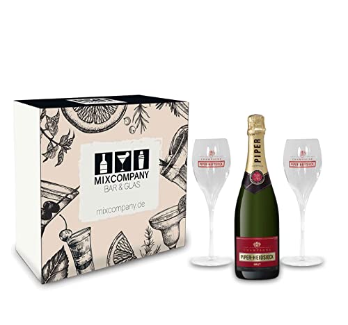 Piper Heidsieck Set/Geschenkset - Piper Heidsieck Champagner Brut 750ml (12% Vol) + 2x Champagner Gläser von Piper Heidsieck