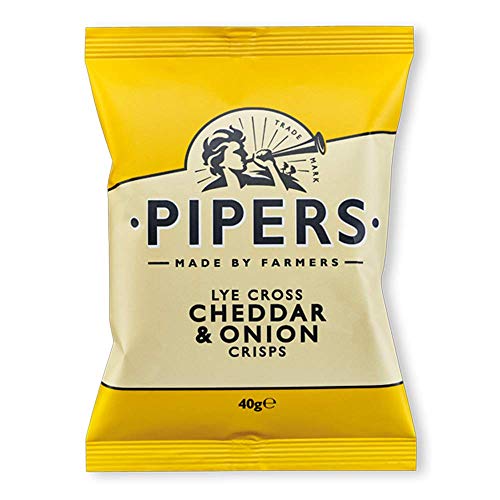 Pipers Crisps Lye Cross Cheddar & Zwiebel, 40 g, 24 Stück von PIPERS