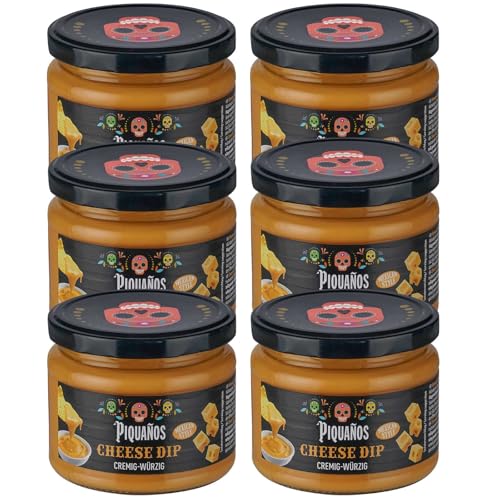 Piquaños Cheese Dip – Cremiger Käse-Dip mit Cheddar & Paprika – 6er Pack - Perfekt für Nachos, Chips & mexikanische Gerichte – Warm & kalt servierbar – 280g Genuss von Piquaños