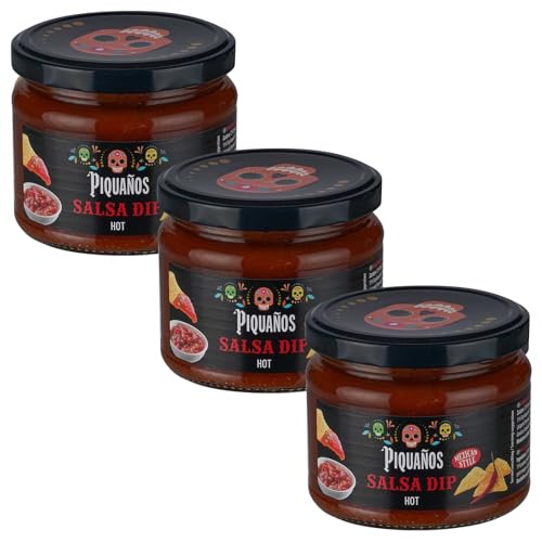 Piquaños Salsa Dip Hot – Scharfer Tomaten-Dip mit Jalapeños & Paprika – 3er Pack - Feuriger Genuss für Nachos, Chips & mexikanische Gerichte – 280g Glas Piquaños Salsa Dip Hot – Scharfer Tomaten-Dip mit Jalapeños & Paprika – 3er Pack - Feuriger Genuss für Nachos, Chips & mexikanische Gerichte – 280g Glas von Piquaños