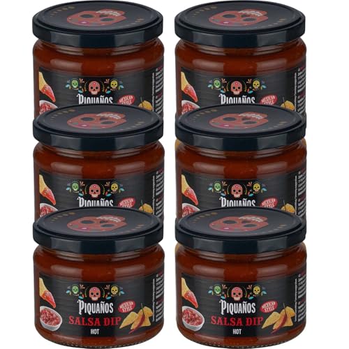 Piquaños Salsa Dip Hot – Scharfer Tomaten-Dip mit Jalapeños & Paprika – 6er Pack - Feuriger Genuss für Nachos, Chips & mexikanische Gerichte – 280g Glas Piquaños Salsa Dip Hot – Scharfer Tomaten-Dip mit Jalapeños & Paprika – 6er Pack - Feuriger Genuss für Nachos, Chips & mexikanische Gerichte – 280g Glas von Piquaños