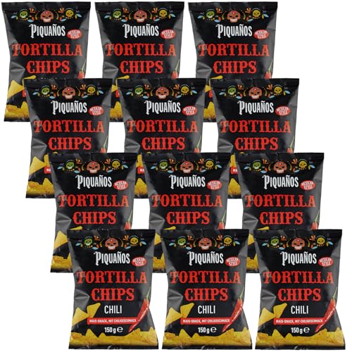 Piquaños Tortilla Chips Chili 150g - 12er Pack – Würzig-scharfe Chips aus Mexiko, ideal zum Dippen mit Guacamole, Salsa & Käsesauce – Perfekter Snack für Partys, Filmabende & zwischendurch Piquaños Tortilla Chips Chili 150g - 12er Pack – Würzig-scharfe Chips aus Mexiko, ideal zum Dippen mit Guacamole, Salsa & Käsesauce – Perfekter Snack für Partys, Filmabende & zwischendurch von Piquaños