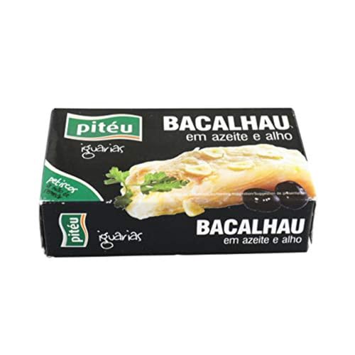Köstlicher portugiesischer Dorsch in Olivenöl und Knoblauch, 120 g Köstlicher portugiesischer Dorsch in Olivenöl und Knoblauch, 120 g von Pitéu