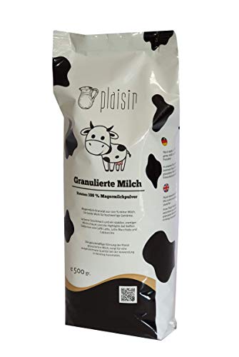 Plaisir granulierte Milch 500 gr. Beutel (Topping) abgestimmt für Kaffeeautomaten / ohne Zusatzstoffe / Magermilch-Granulat aus 100 % reiner Milch. von Plaisir