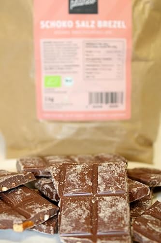 Planeo BIO Vegane Schokolade Schoko Salz Brezel 1kg - Beste BIO Qualität aus DE - Gentechnikfrei, vegan, günstig - Planeo Bruchschokolade von Planeo