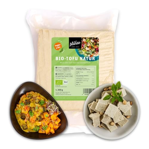 Planeo BIO Tofu Natur Großpack 1.3kg - produziert in Deutschland - Beste Qualität - Gentechnikfrei, vegan, günstig von Planeo
