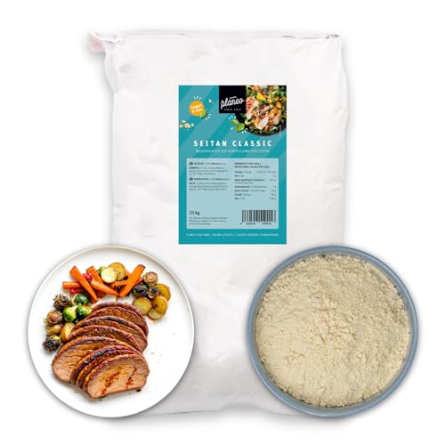 Planeo Seitan Classic 25 kg – Traditioneller Fleischersatz mit hohem Eiweißgehalt, ideal für vielseitige Gerichte, Weizengluten, gentechnikfrei von Planeo