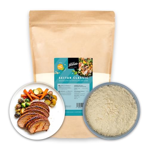 Planeo Seitan Classic 1kg - produziert in Deutschland - Traditioneller Fleischersatz mit hohem Eiweißgehalt für vielseitigen Genuss, perfekt für Gerichte aller Art, Weizengluten von Planeo
