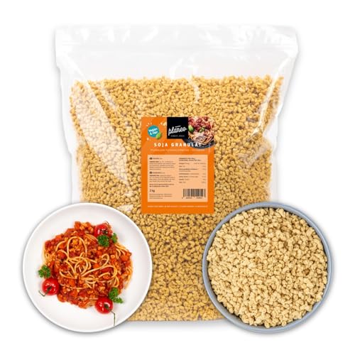 Planeo Soja Granulat 2kg - Veganer Fleischersatz, Gentechnikfrei, Sojafleisch Alternative zu herkömmlichen Fleisch perfekt für Bolognese oder andere Soßen von Planeo