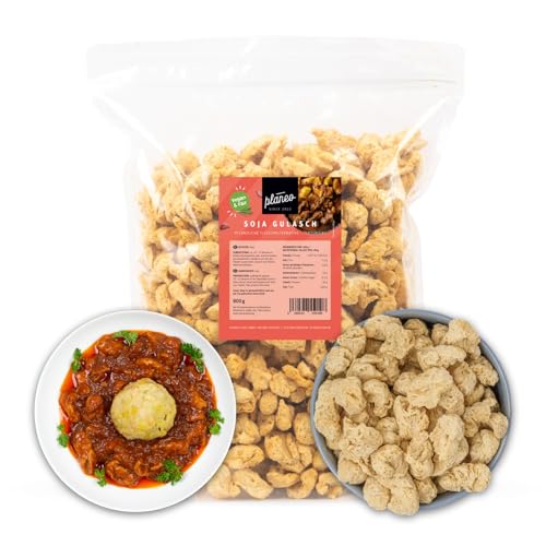 Planeo Soja Gulasch 800g - Veganer Fleischersatz, Gentechnikfrei, Sojafleisch Alternative zu herkömmlichen Fleisch von Planeo