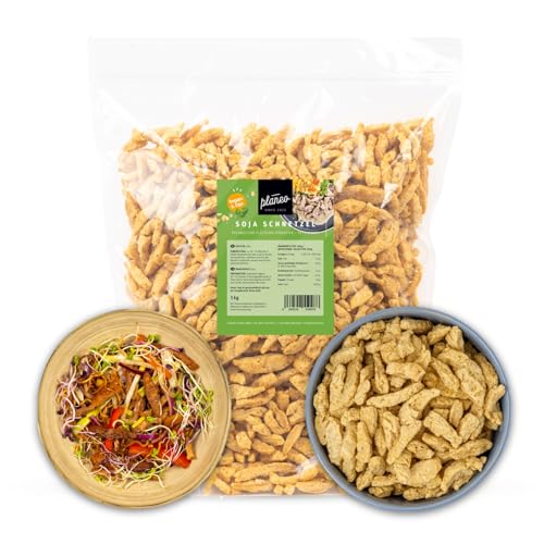 Planeo Soja Schnetzel 1kg - Veganer Fleischersatz, Gentechnikfrei, Sojafleisch Alternative zu herkömmlichen Fleisch, perfekt für Gyros oder Geschnetzeltes von Planeo