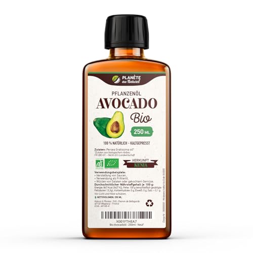 Avocadoöl Bio 250 ml - 100% Bio, Rein, Natürlich & Kaltgepresst, Avocado Oil zum Braten Grillen und als Würzöl oder Marinieren Avocadoöl Bio 250 ml - 100% Bio, Rein, Natürlich & Kaltgepresst, Avocado Oil zum Braten Grillen und als Würzöl oder Marinieren von Planète au Naturel