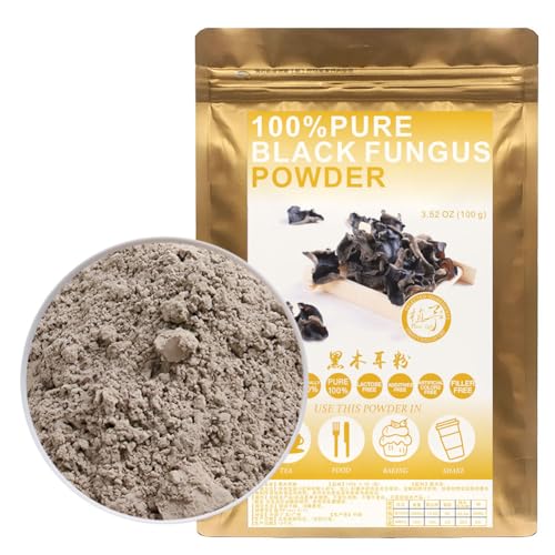 100% Natural Pure Black Fungus Powder 黑木耳粉 100g/3.52oz, getrocknete Holzohrpilze Schwarzer Pilz für Smoothies, Shakes, Backen, Getränke, Tee, frei von Konservierungsmitteln 100% Natural Pure Black Fungus Powder 黑木耳粉 100g/3.52oz, getrocknete Holzohrpilze Schwarzer Pilz für Smoothies, Shakes, Backen, Getränke, Tee, frei von Konservierungsmitteln von Plant Gift