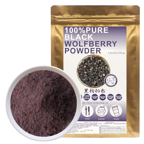 100% Natural Pure Black Wolfberry Powder 100g/3.52oz 黑枸杞粉 Schwarzes Goji Beere Pulver für Smoothies, Shakes, Backen, Getränke, Tee, frei von Konservierungsstoffen 100% Natural Pure Black Wolfberry Powder 100g/3.52oz 黑枸杞粉 Schwarzes Goji Beere Pulver für Smoothies, Shakes, Backen, Getränke, Tee, frei von Konservierungsstoffen von Plant Gift