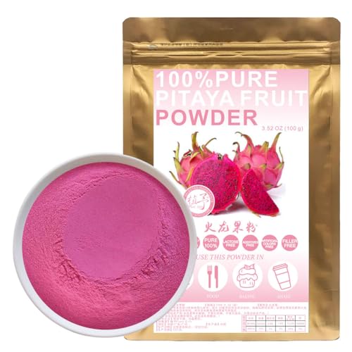 100% Natural Pure Pink Pitaya Powder, 100g/3.52oz 火龙果粉 Pitahaya Pulver/Drachenfrucht Pulver für Smoothies, Shakes, Backen von Getränken, Tee 100% Natural Pure Pink Pitaya Powder, 100g/3.52oz 火龙果粉 Pitahaya Pulver/Drachenfrucht Pulver für Smoothies, Shakes, Backen von Getränken, Tee von Plant Gift
