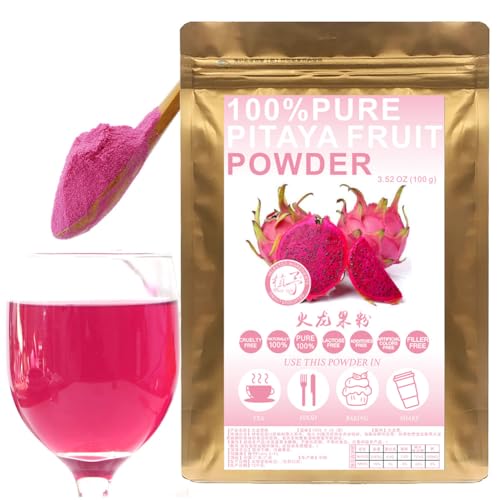 100% Pure Natural Plant Pitaya Powder, 火龙果粉 Drachenfruchtpulver ist reich an Vitaminen und Mineralien, ideal für Getränke Mehlpulver, zart, feucht, glänzend, Anti-Aging 100G von Plant Gift