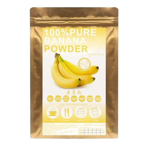 Plant Gift 100% Pure Banana Powder 香蕉粉 Natürliches Mehlpulver, frische reine rohe Pulverfrucht zum Kochen und Backen, süßer Geschmack, Glutenfrei, Smoothies und Backwaren 100G von Plant Gift