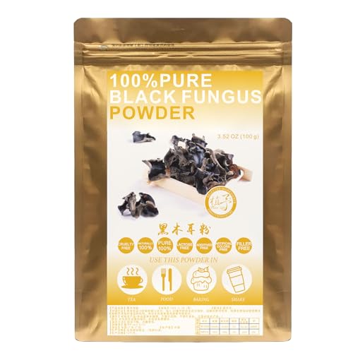 Plant Gift 100% Pure Black Fungus Powder 黑木耳粉 Natürliches Coix Samenmehl, Großes Aroma für Getränke, fügt Geschmack und Geschmack nicht-GVO Pulver hinzu, kein Füllstoff, keine Zusätze 100G/3.25oz von Plant Gift