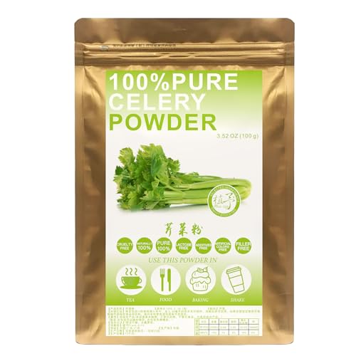 Plant Gift 100% Pure Celery Powder Powder 芹菜粉 Natürliches Sellerie Pulver Mehl, großes Aroma für Getränke, fügt Geschmack und Geschmack Nicht-GVO Pulver hinzu, kein Füllstoff 100G/3.25oz von Plant Gift