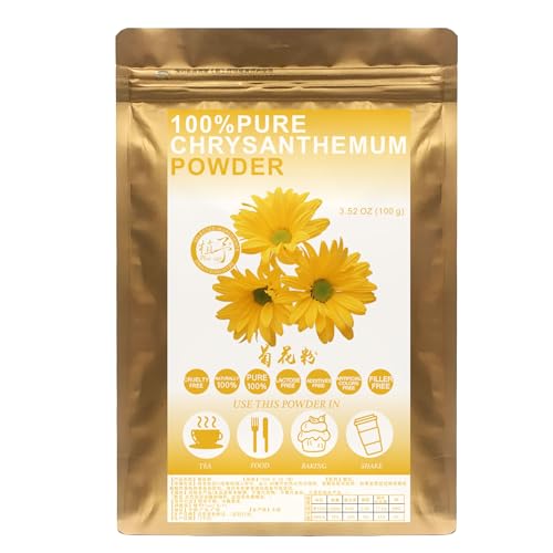 Plant Gift 100% Pure Chrysanthemum Powder 菊花粉 Natürliches Chrysanthemenmehl, großes Aroma für Getränke, fügt Geschmack und Geschmack Nicht-GVO Pulver hinzu, kein Füllstoff 100G/3.25oz von Plant Gift