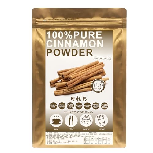 Plant Gift 100% Pure Cinnamon Powder 肉桂粉 Natürliches Pulver, Großes Aroma für Getränke, Smoothie, Joghurt, Backen, Kekse, Kuchen und Getränke, Nicht-GVO Pulver, Kein Füllstoff 100G/3.25oz von Plant Gift