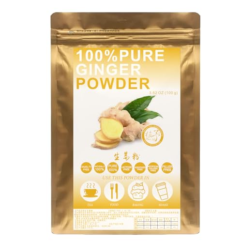 Plant Gift 100% Pure Ginger Powder 生姜粉 Natürliches Ingwermehl, großes Aroma für Getränke, fügt Geschmack und Geschmack Nicht-GVO Pulver hinzu, kein Füllstoff, keine Zusätze 100G/3.25oz von Plant Gift
