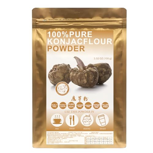 Plant Gift 100% Pure Konjak Powder 魔芋粉 Natürliches Konjak Mehl, großartiges Aroma für Getränke, fügt Geschmack und Geschmack nicht-GVO Pulver hinzu, kein Füllstoff, keine Zusätze 100G/3.25oz von Plant Gift