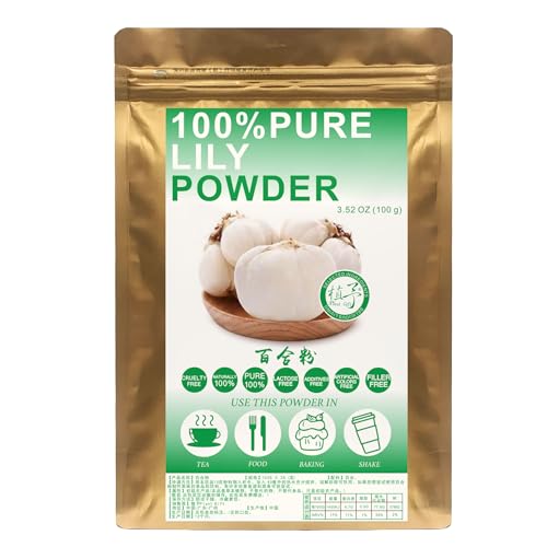 Plant Gift 100% Pure Lily Powder 百合粉 Natürliches Lilienmehl, großes Aroma für Getränke, fügt Geschmack und Geschmack nicht-GVO Pulver hinzu, kein Füllstoff, keine Zusätze 100G/3.25oz von Plant Gift