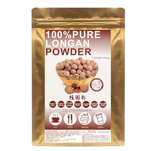 Plant Gift 100% Pure Longan Powder 桂圆粉 Natürliches Mehlpulver, großes Aroma für Getränke, Smoothie und Getränke, Nicht-GMO-Pulver ohne Füllstoff, keine Zusätze, Joghurt und mehr 100G/3.25oz von Plant Gift