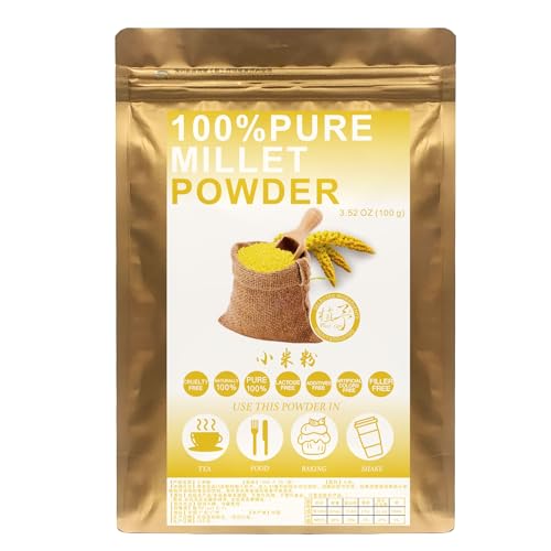 Plant Gift 100% Pure Millet Powder 小米粉 Natural Millet Flour, Great Flavor for Drinks, Adds Flavor and Taste Healthy Spice | Adds Flavor and Taste, Non-GMO Powder, No Filler, No additives 100G/3.25oz von Plant Gift