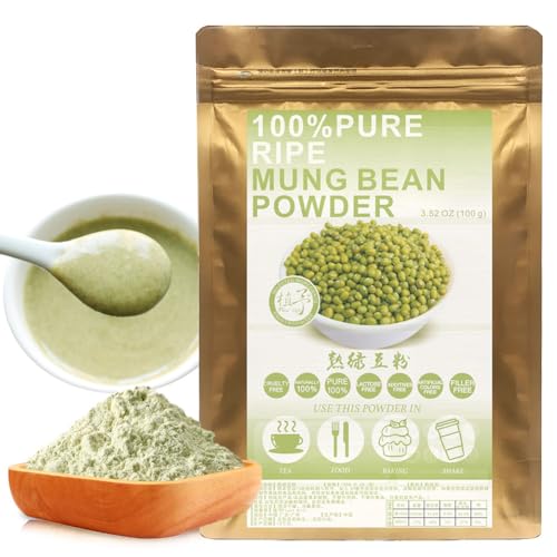 Plant Gift 100% Pure Mung Bean Powder 绿豆粉 Natürliches Pulver, Großes Aroma für Getränke, Smoothie, Joghurt, Backen, Kekse, Kuchen und Getränke, Nicht-GVO Pulver, Kein Füllstoff 100G/3.25oz von Plant Gift