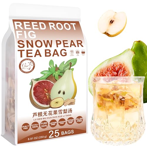 Plant Gift Reed Root Fig Snow Pear Soup Tea Bag 8.81oz (10g*25bags) Schneebirne, Baimao Wurzel, Feige, chinesischer Reiner Natur, Gesundheitspflege Mischtee, Kombination von Floral Tee 250g 芦根无花果雪梨汤 von Plant Gift