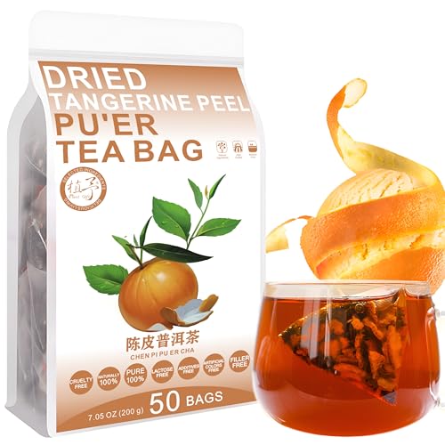 Plant Gift Dried Tangerine Peel Pu'er Tea Bag 7.05oz (4g*50bags) Pu'er Tee, Orangenschale, chinesischer reiner natürlicher, Gesundheitspflege gemischter Tee, Kombination von Blumentee 200g 陈皮普洱茶 von Plant Gift