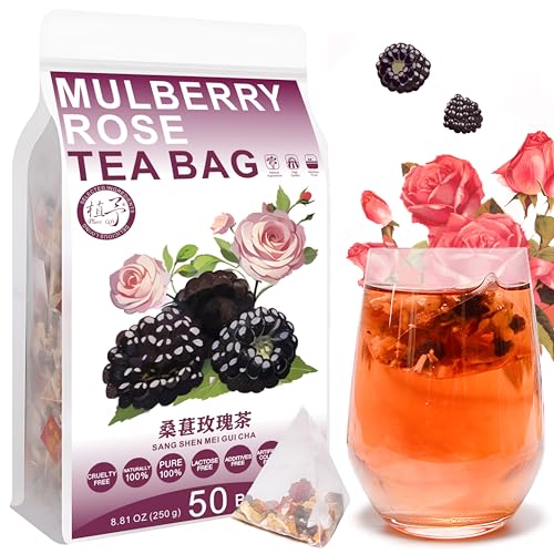 Plant Gift Mulberry Rose Tea Bag 8.81oz (5g*50bags) Poria Kokos, Rose, Lilie, chinesischer reiner natürlicher, Gesundheitspflege gemischter Tee, Kombination von Blumen Tee 250g 桑葚玫瑰茶 von Plant Gift