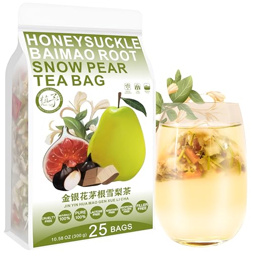 Plant Gift Honeysuckle Baimao Root Snow Pear Tea Bag 10.58oz (12g*25bags) Wolfberry, Maulbeerblätter, Lakritze, Gesundheitspflege gemischter Tee, Kombination von Floral Tee 300g 金银花茅根雪梨茶 von Plant Gift