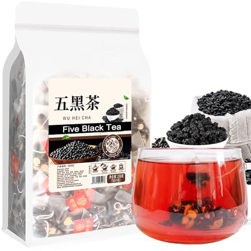 Plant Gift Five Black Tea Bag 8.81oz (5g*50bags) Wolfberry, Maulbeere, chinesischer reiner natürlicher, Gesundheitspflege gemischter Tee, Kombination von Blumen Tee 250g 五黑茶 von Plant Gift