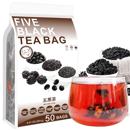 Plant Gift Five Black Tea Bag 8.81oz (5g*50bags) Wolfberry, Maulbeere, chinesischer reiner natürlicher, Gesundheitspflege gemischter Tee, Kombination von Blumen Tee 250g 五黑茶 von Plant Gift