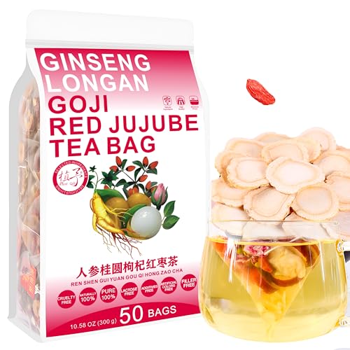 Plant Gift Ginseng Longan Goji Tea Bag 10.58oz (6g*50bags) Beeren, rote Rosen, chinesischer reiner natürlicher, Gesundheitspflege gemischter Tee, Kombination von Blumen Tee 300g 人参桂圆枸杞茶 von Plant Gift