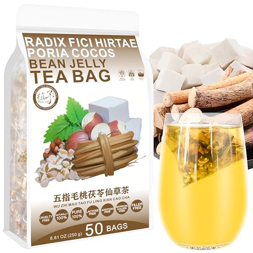 Plant Gift Radix Fici Hirtae Poria Cocos Bean Jelly Tea Bag 8.81oz (5g*50bags) chinesischer reiner natürlicher, Gesundheitspflege gemischter Tee, Kombination von Blumen Tee 250g 五指毛桃茯苓仙草茶 von Plant Gift