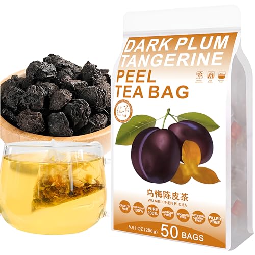 Plant Gift 50 Cups Dark Plum Tangerine Peel Tea Bag (乌梅陈皮茶 WU MEI CHEN PI CHA) 8.81oz (5g*50bags/250g) Maisstiel, Chrysantheme Natürliche gemischte Kräuterkombination von Blumentee von Plant Gift