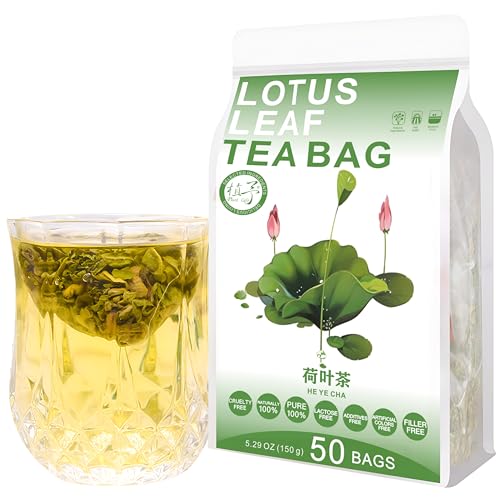 Plant Gift 50 Cups Lotus Leaf Tea Bag (荷叶茶 HE LIAN CHA) 5.29oz (3g*50bags/150g) Natürliche gemischte Kräuterkombination von Blumentee von Plant Gift
