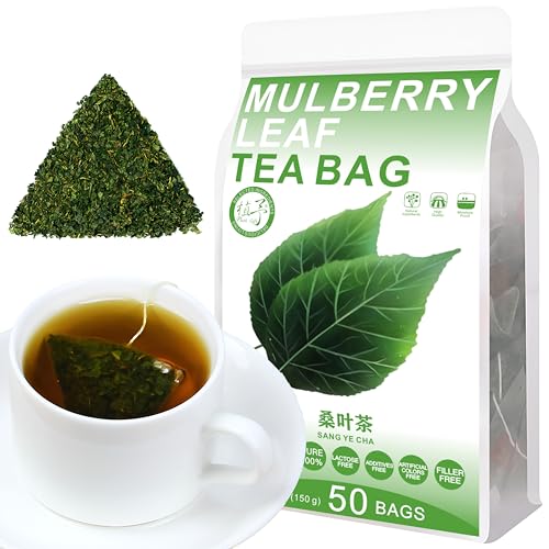 Plant Gift 50 Cups Mulberry leaf Tea Bag (桑叶茶 SANG YE CHA) 5.29oz (3g*50bags/150g) Folium Mori, natürliche gemischte Kräuterkombination von Blumentee von Plant Gift