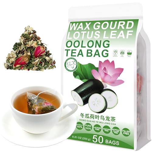 Plant Gift 50 Cups Wax Gourd Lotus Leaf Oolong Tea Bag (冬瓜荷叶乌龙茶 DONG GUA HE LIAN WU LONG CHA) 8.81oz (5g*25bags/250g) Cassia Samen, Rose, natürliche gemischte Kräuterkombination von Blumentee von Plant Gift