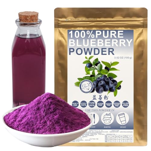 Plant Gift Blueberry Powder 蓝莓粉, 100% gefrorenes Heidelbeeren-Pulver, Blaubeeren-Extrakt, Blaubeeren-Pfannkuchen-Mix-Material, Mehl-Ersatz-Pulver 100g/3.52oz von Plant Gift