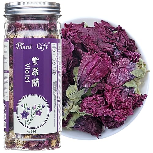 Plant Gift Dried Violets 35g/1.23oz 紫罗兰 getrocknete Veilchen, violettes Blume, süßer violettes Tee. Essbare getrocknete Blumen, violettes Blatttee, natürliche Nahrungsfärbung von Plant Gift