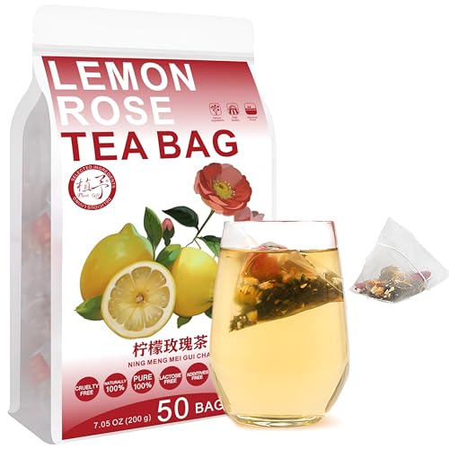 Plant Gift Lemon Rose Tea Bags 7.05oz (4g*50bags), Löwenzahn, chinesische reine Natur, Gesundheitspflege gemischter Tee, Kombination von Blumen Tee 200g 柠檬玫瑰茶 von Plant Gift
