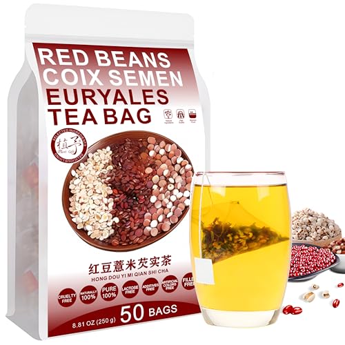 Plant Gift Red Beans Coix Semen Euryales Tea Bags 8.81oz (5g*50bags) Buchweizen, Chinesische reine Natur, Gesundheits-Mischtee, Kombination aus Blumentee 250g 茯红豆薏米芡实茶 von Plant Gift