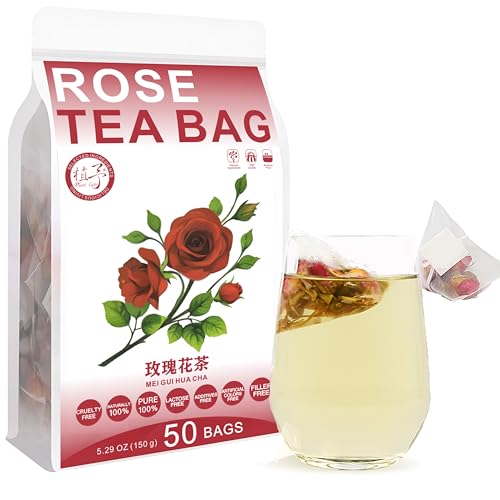 Plant Gift Rose Tea Bags 5.29oz (3g*50bags), Doppelte rote Rose, chinesische reine Natur, Gesundheits-Tee-Taschen 150g 重瓣红玫瑰茶 von Plant Gift