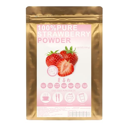 Plant Gift Strwberry Powder, 草莓粉 100% Reine gefriergetrocknete Erdbeeren, Mahlzeitenersatz Dehydrierte Erdbeeren Pulver, Vitamin C, Nicht GVO, Glutenfrei, Vegan 100G/3.52oz von Plant Gift